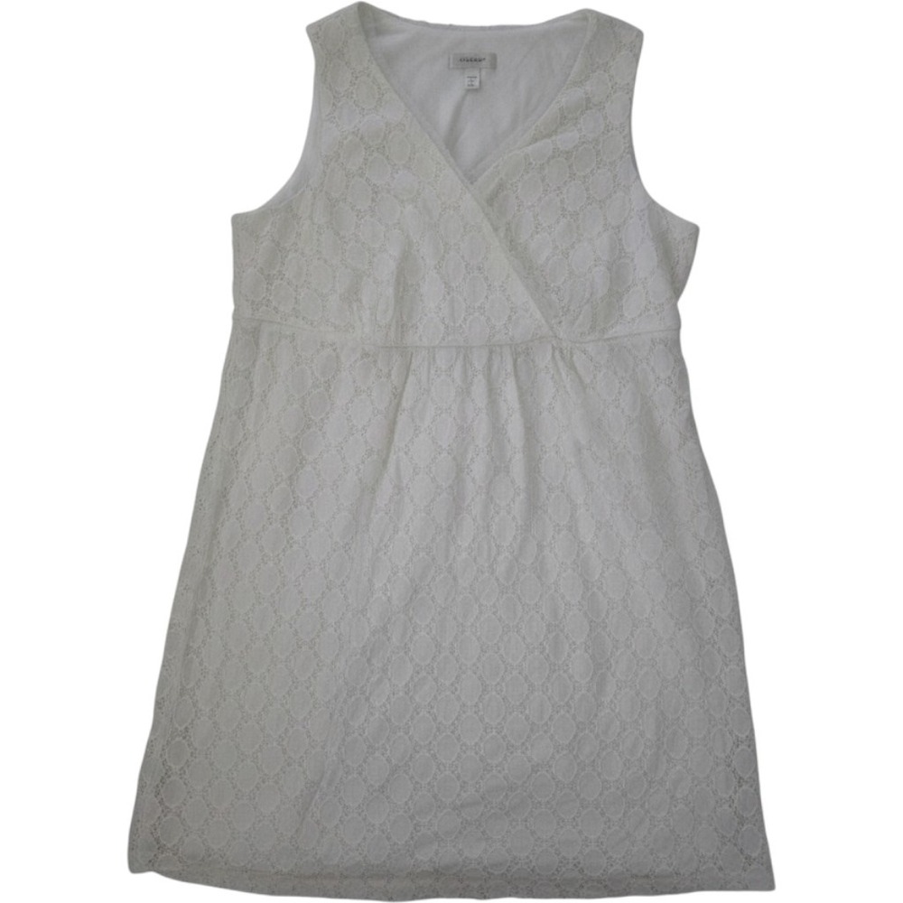Dressbarn White Eyelet Lace Empire Waist V-Neck Sleeveless Dress Plus Size 22